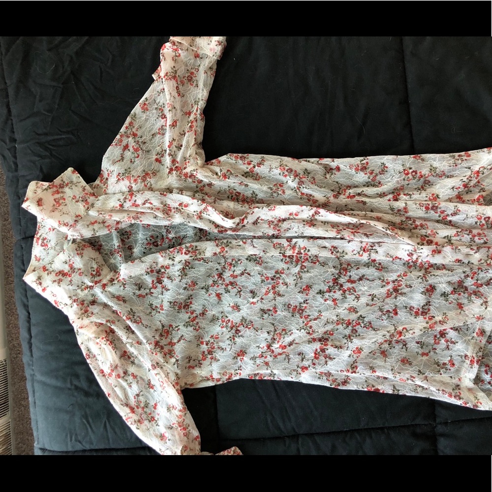 sheer floral lace top